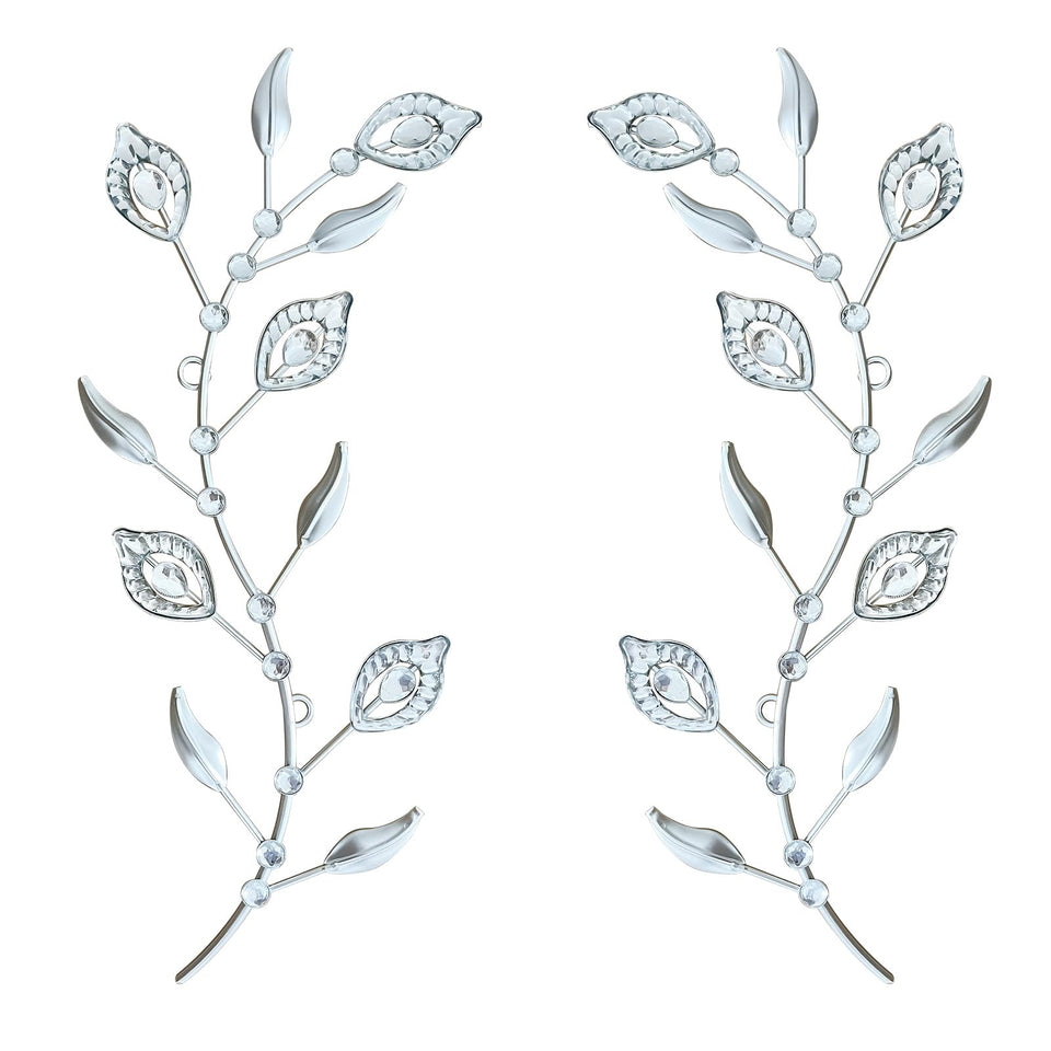 Sxnzequnze leaf wall art 2-sets ready to hang with rhinestones for a jeweled focal point.