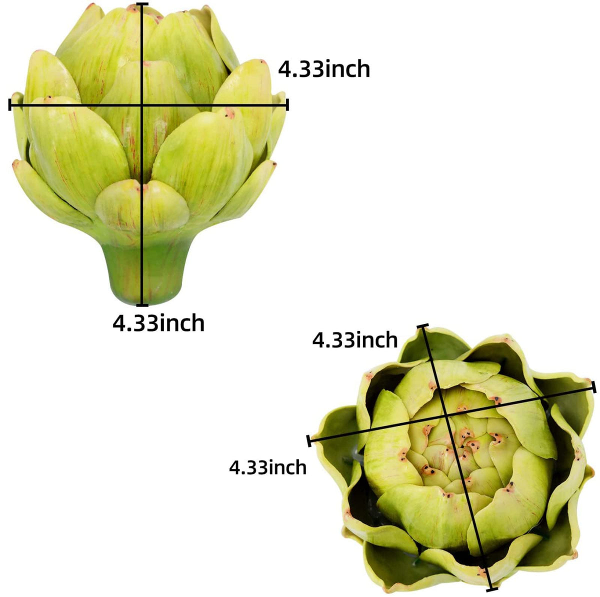 Sxowihz artichoke close-up shows realistic texture for shelves.