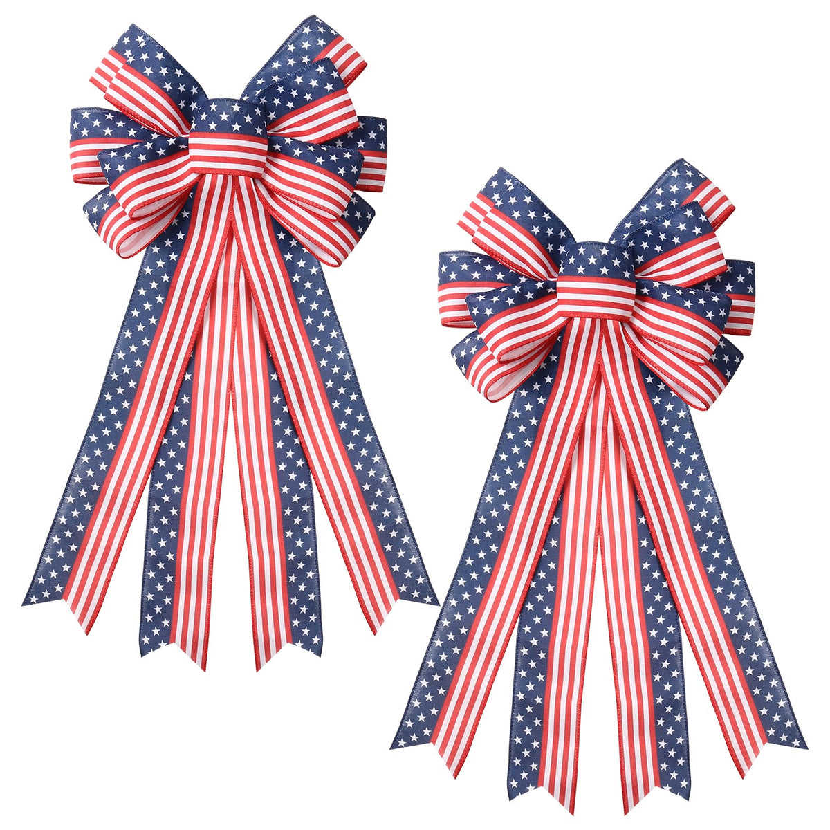 SY Super Bang patriotic 4th of July bow on a wreath for curb appeal.