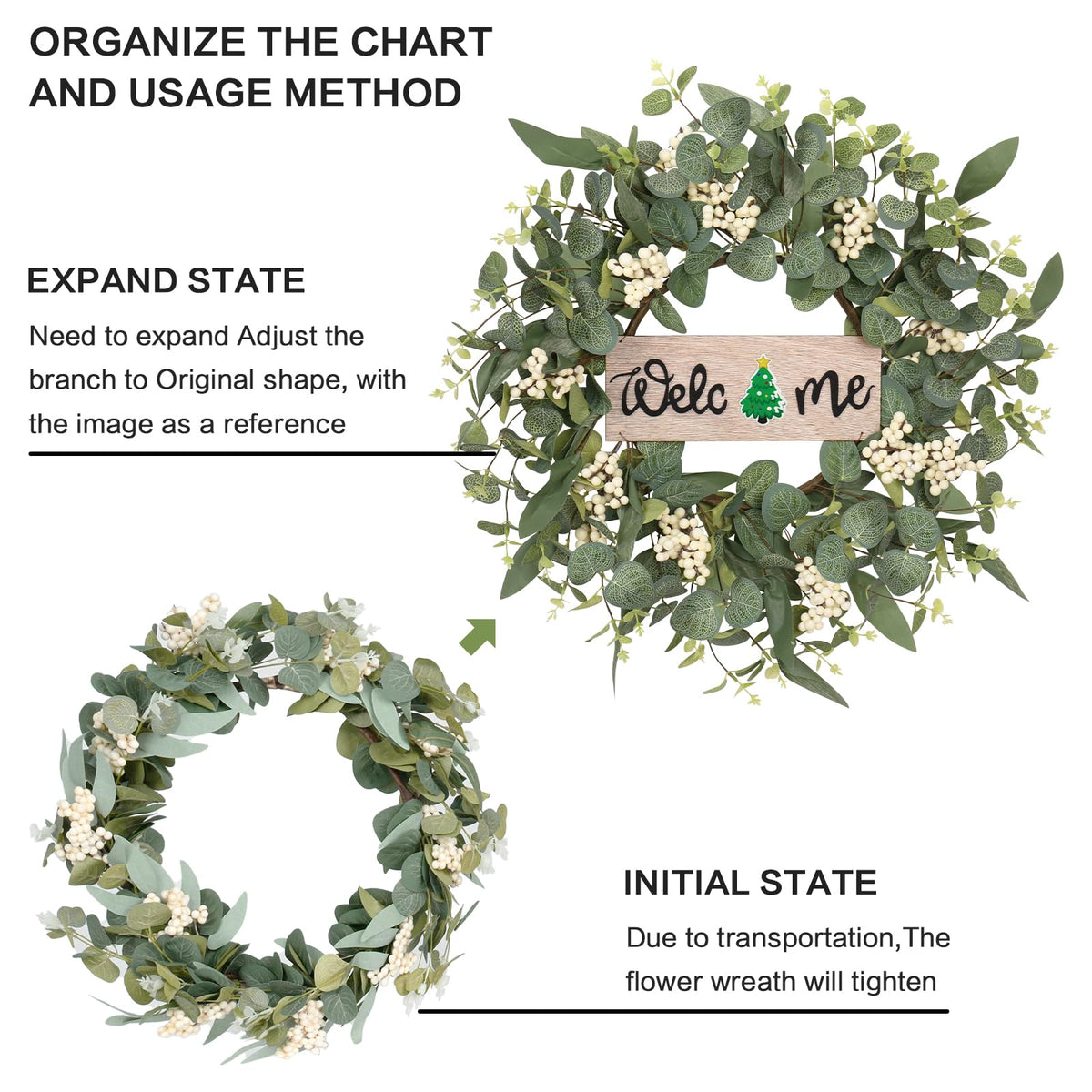 SY Super Bang eucalyptus leaves and berries create a lush lifelike focal point.