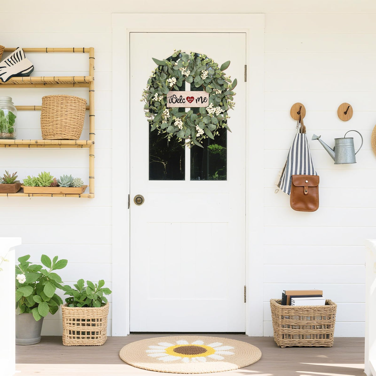 SY Super Bang front door wreath ideal for indoor or outdoor porch decor.