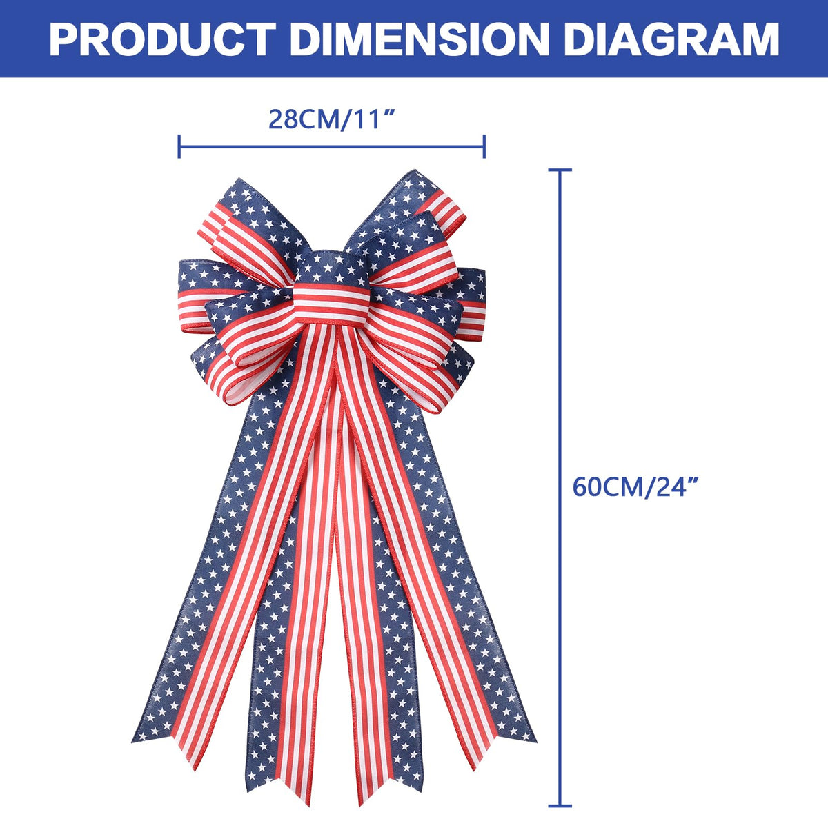 SY Super Bang patriotic ribbon bow adds festive touch to windows.