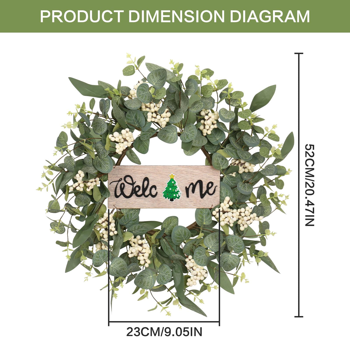 SY Super Bang wooden welcome sign paired with wreath for easy seasonal customization.