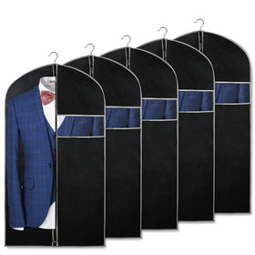 Syeeiex 40-inch suit bag set shows five garments organized for closet use.