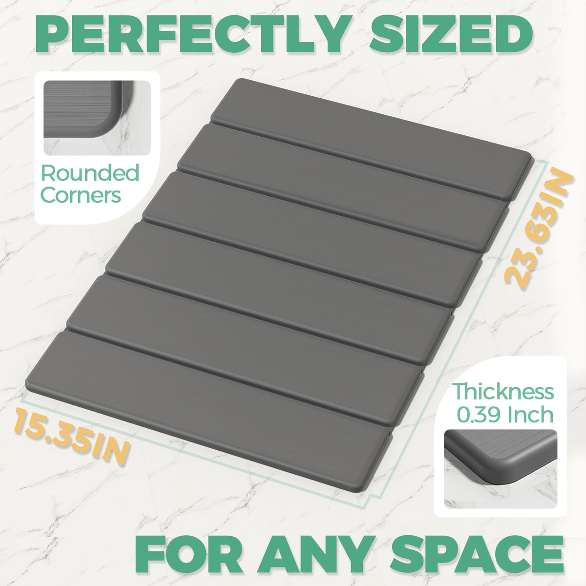 SYIPO bath mat anti-slip underside provides secure footing.