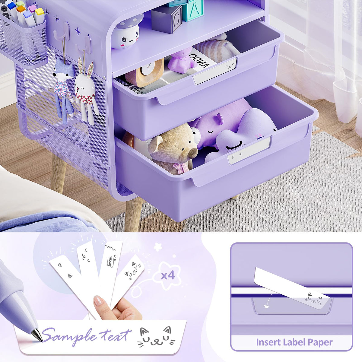 SYKIARIOL Kids Nightstand at 20.5-inch height aligns with most kids' beds.