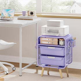 SYKIARIOL powder-coated metal frame ensures durability and smooth drawer operation.