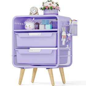SYKIARIOL Kids Nightstand with two deep drawers keeps bedtime essentials organized.