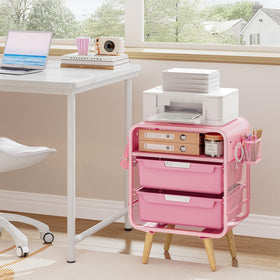 SYKIARIOL pink nightstand ships with easy assembly and support.