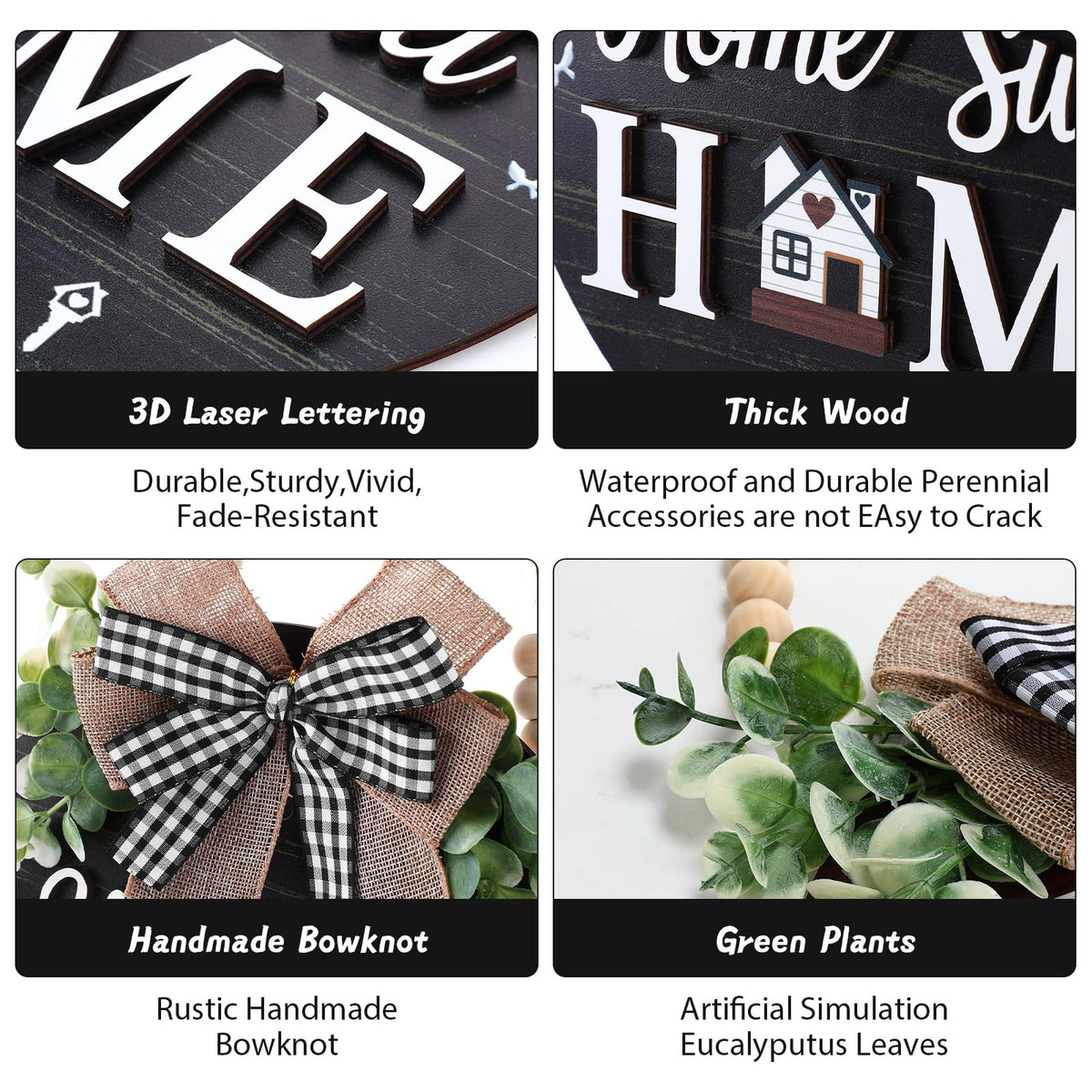 Sylixonae farmhouse door decor rustic wood beads enhances porch charm and year-round display.
