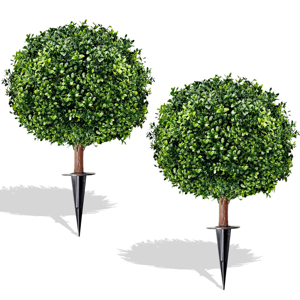 SylvanVerse boxwood topiary ball 18in adds year-round greenery to porches and entryways.