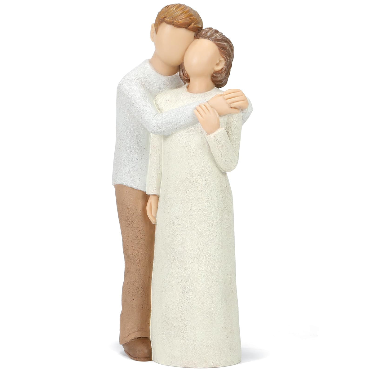 Symbullize elderly mom and son figurine front view; a timeless keepsake for living rooms.