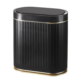 SYNCVIBE bathroom sensor trash can lid opens hands-free for quick disposal.