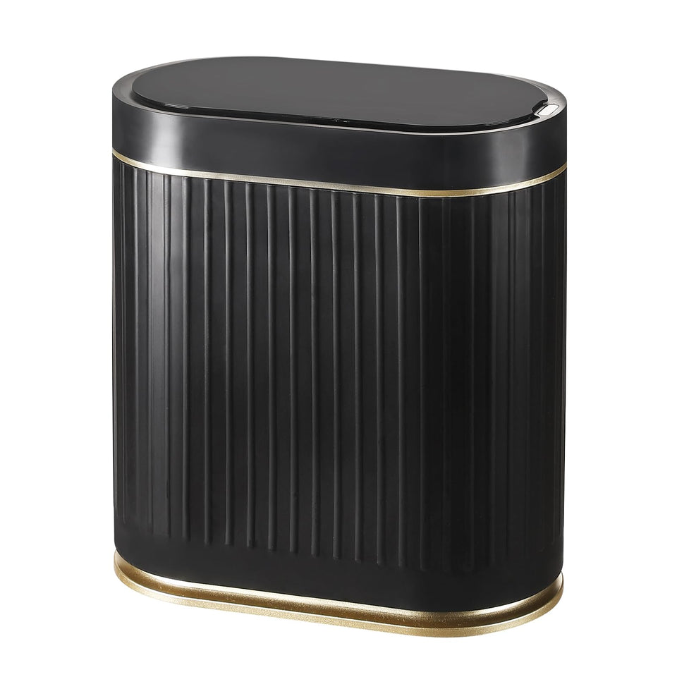 SYNCVIBE bathroom sensor trash can lid opens hands-free for quick disposal.