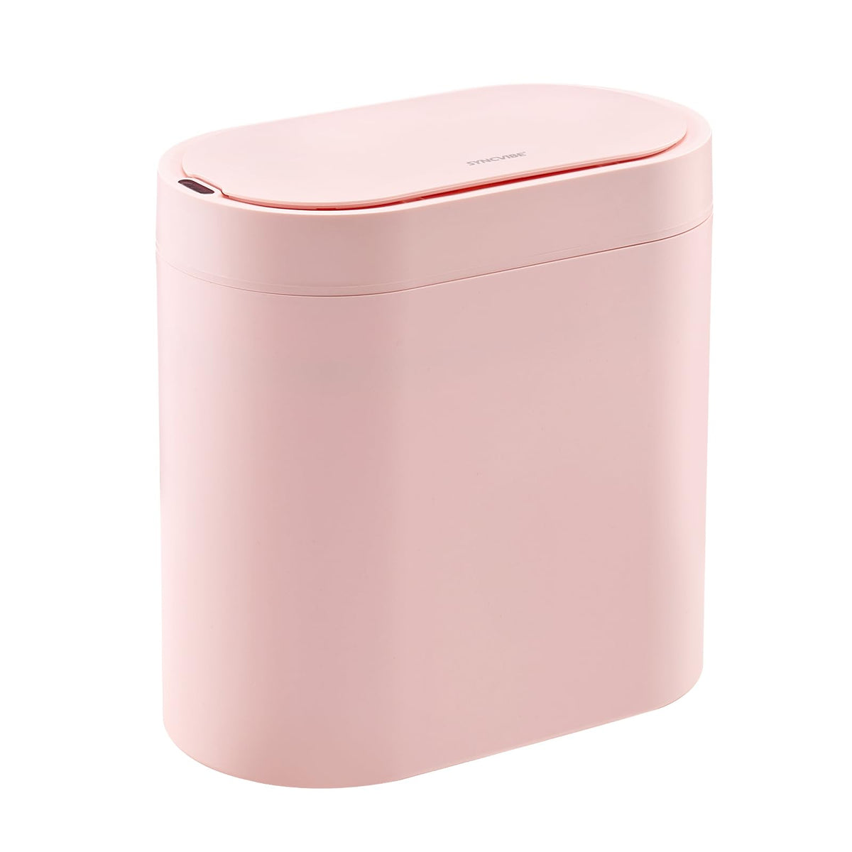 SYNCVIBE bathroom trash can with automatic lid opens hands-free for convenience.