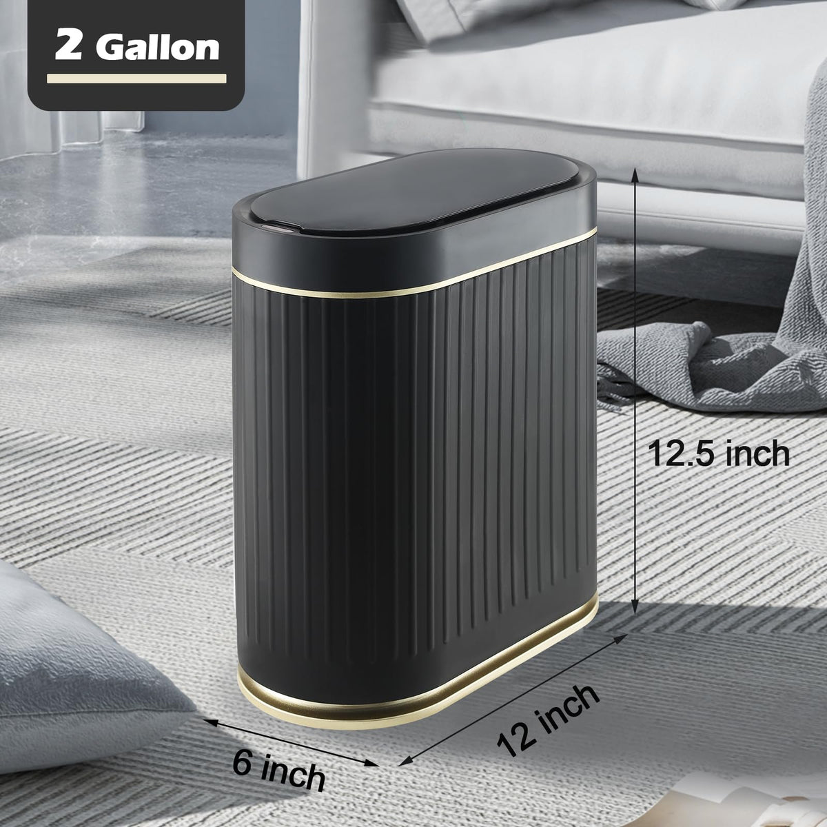 SYNCVIBE compact 2-gallon trash bin fits small spaces and hides waste neatly.