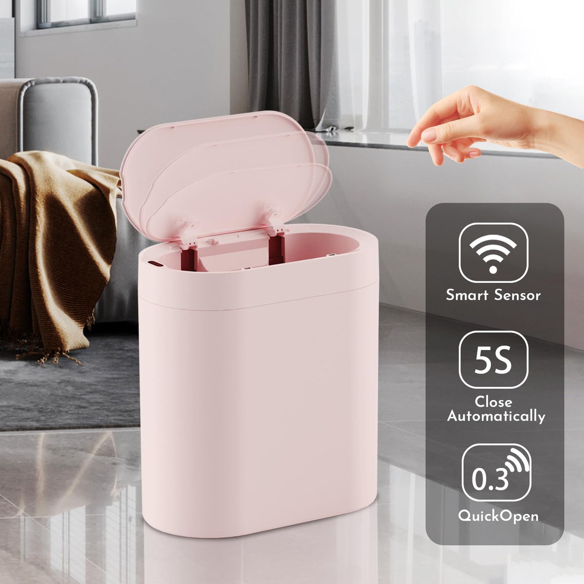SYNCVIBE IPX5 waterproof bathroom bin withstands splashes and wet conditions.