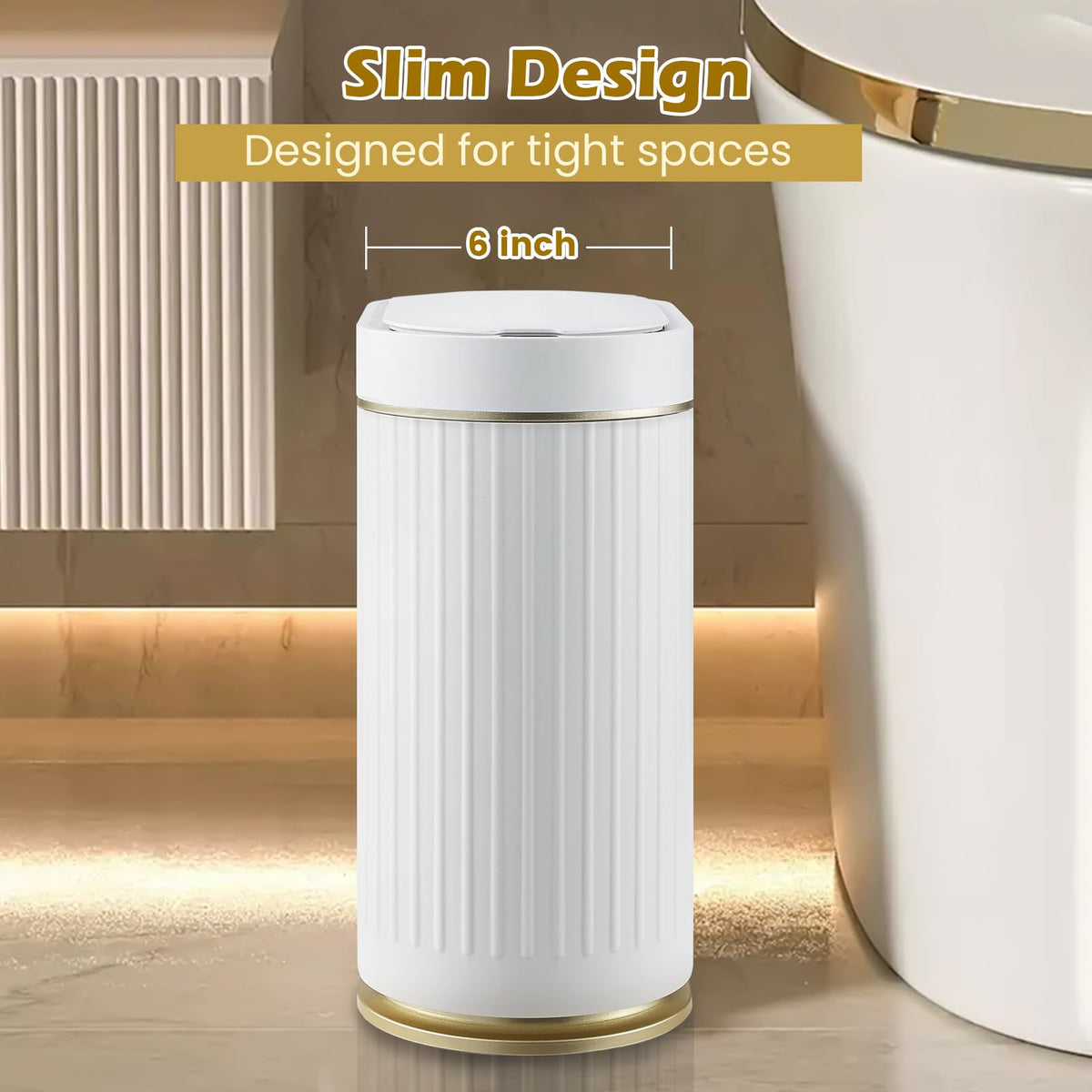 SYNCVIBE IPX5 waterproof trash bin suited for humid bathrooms and kitchens.