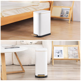 SyncVIBE slim trash can 3.5-gallon capacity for kitchens or offices.