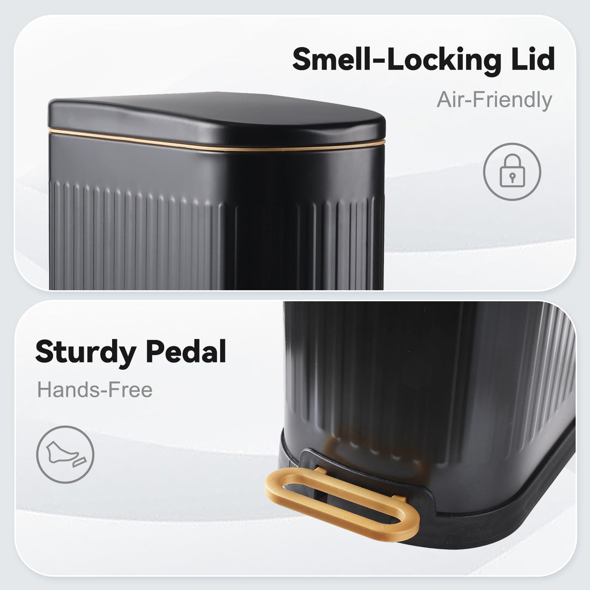 SYNCVIBE Slim Trash Can anti-fingerprint matte finish stays clean.