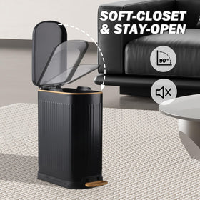 SYNCVIBE Slim Trash Can compact design fits tight spaces like corners.