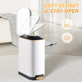 SyncVIBE slim trash can fingerprint-resistant matte finish for clean appearance.