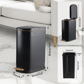 SYNCVIBE Slim Trash Can sturdy pedal enables hands-free waste disposal.