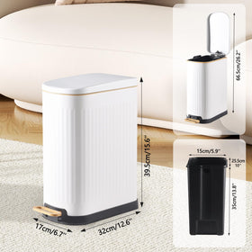 SyncVIBE slim trash can removable inner bucket for quick cleaning.