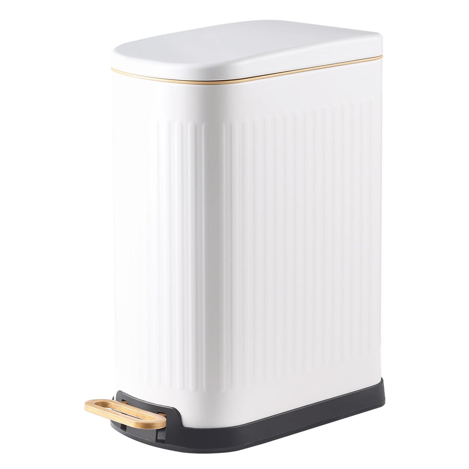 SyncVIBE slim trash can with soft-close lid for quiet, everyday use.