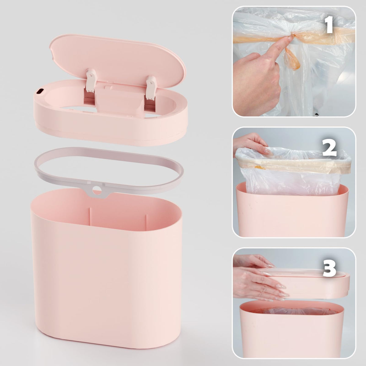SYNCVIBE soft-close lid reduces noise during late-night disposal.