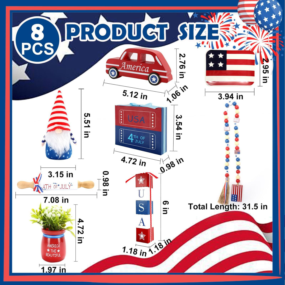 SYNCVIBE wooden bead garland flag tag — adds layered texture to tiered trays.