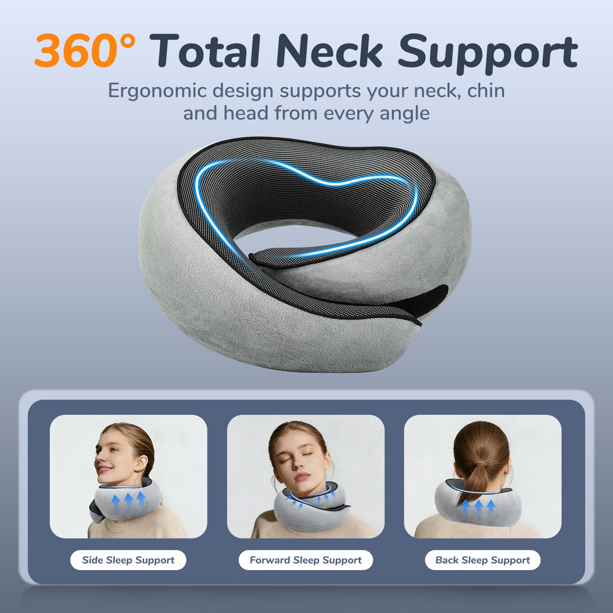 SYNNA neck pillow with eye mask and earplugs for quiet travel naps