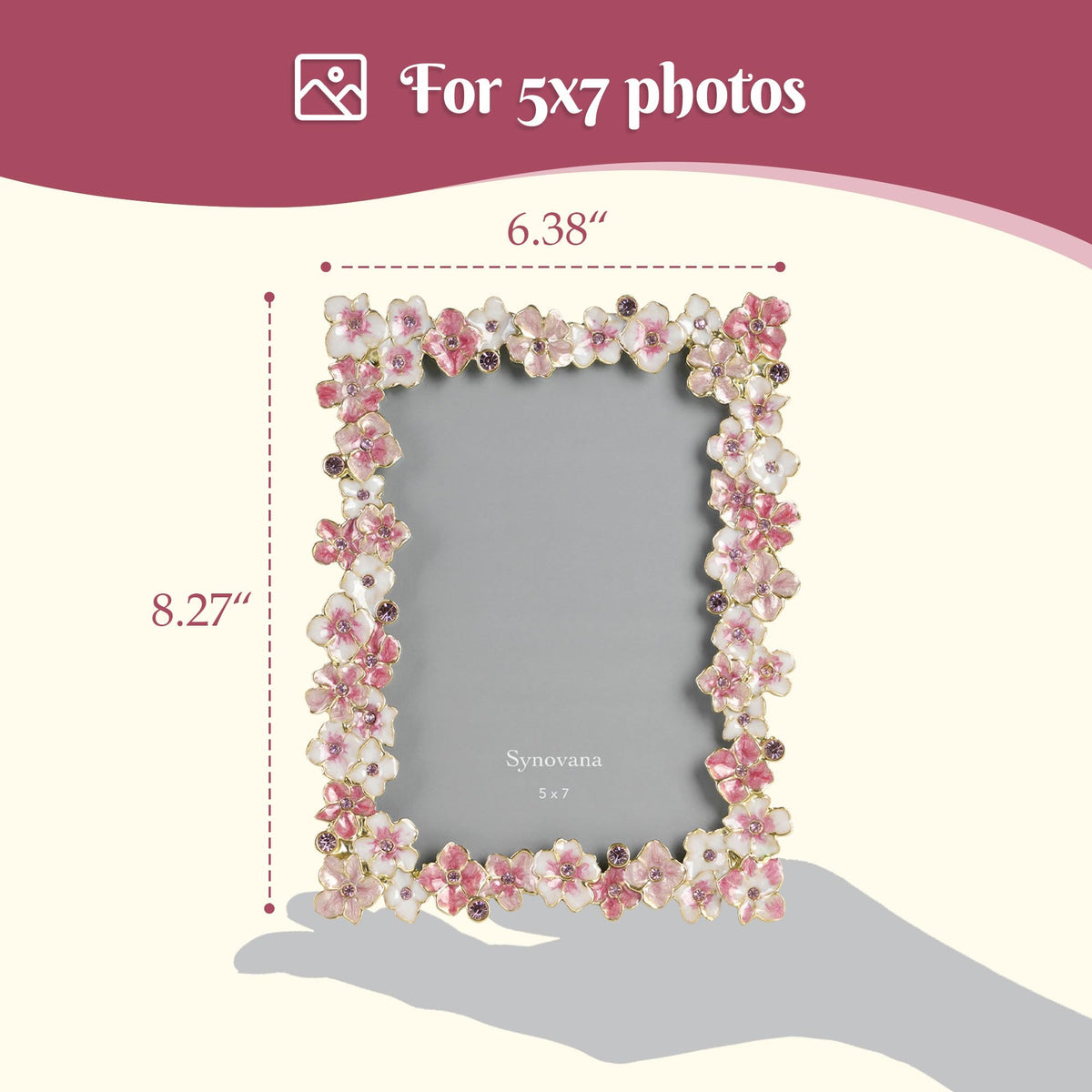 Synovana pink flower frame 3D flowers detail adds depth and charm.