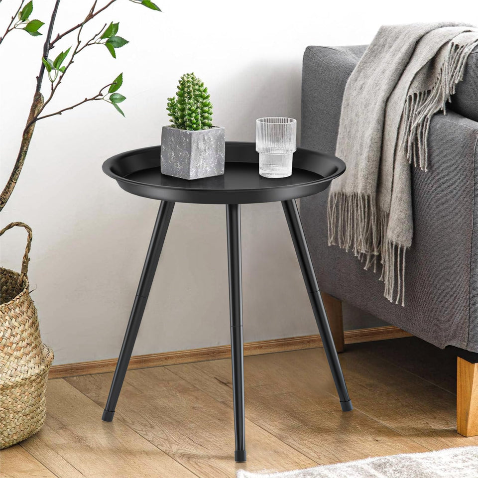 SYQ small black side table with round top for compact spaces.