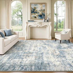 Syrlfar 8x10 blue abstract coastal rug for living rooms with a soft touch.