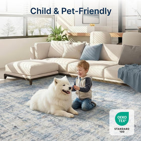 Syrlfar 8x10 rug adds warmth and texture to a cozy bedroom.