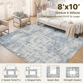 Syrlfar washable rug showing stain-resistant fibers ideal for pets and kids.