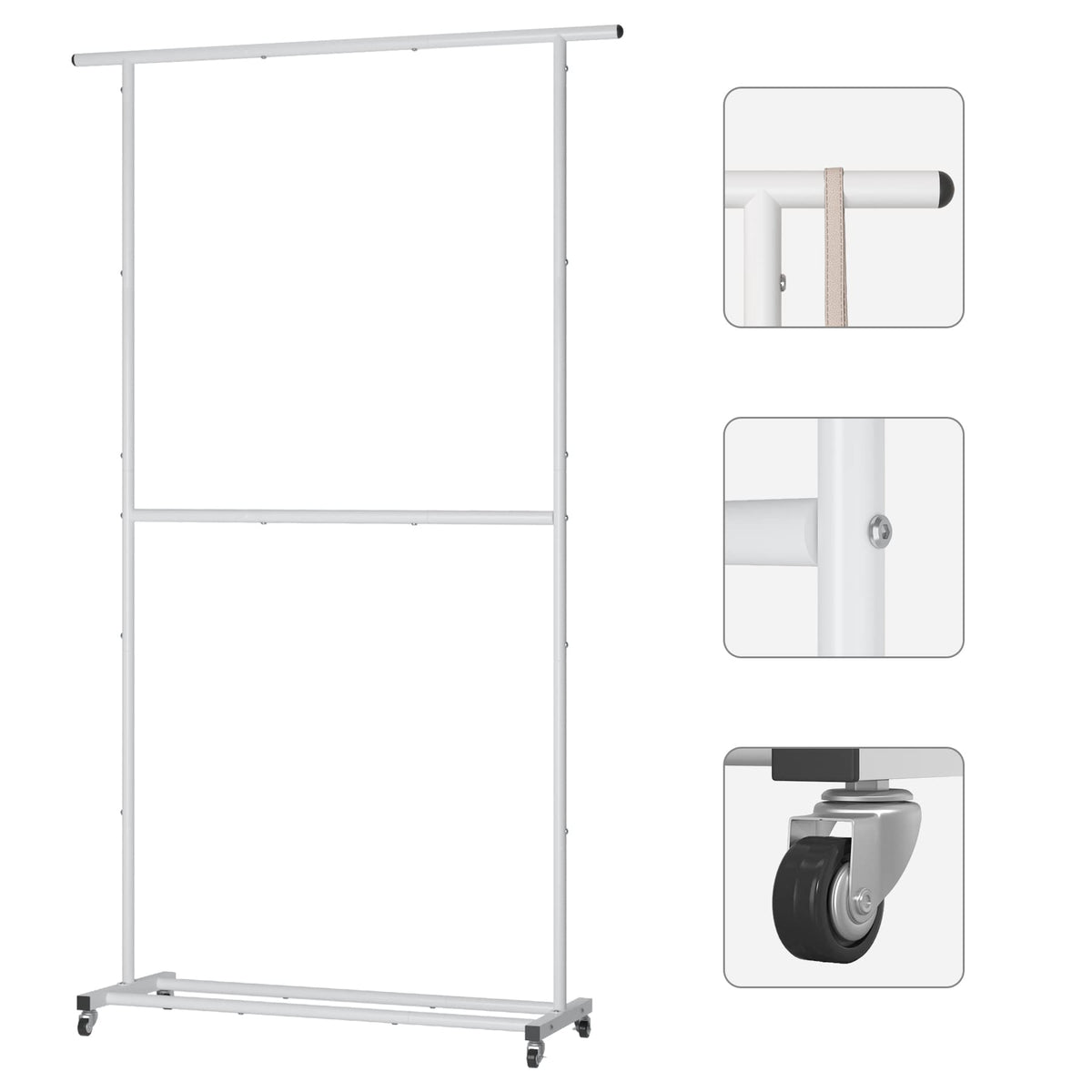 Sywhitta rack with four 360° wheels for easy mobility during cleaning or rearranging