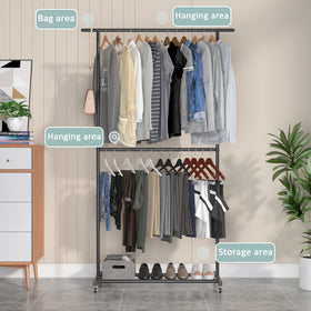 Sywhitta Bedroom setup using the rack for versatile wardrobe organization