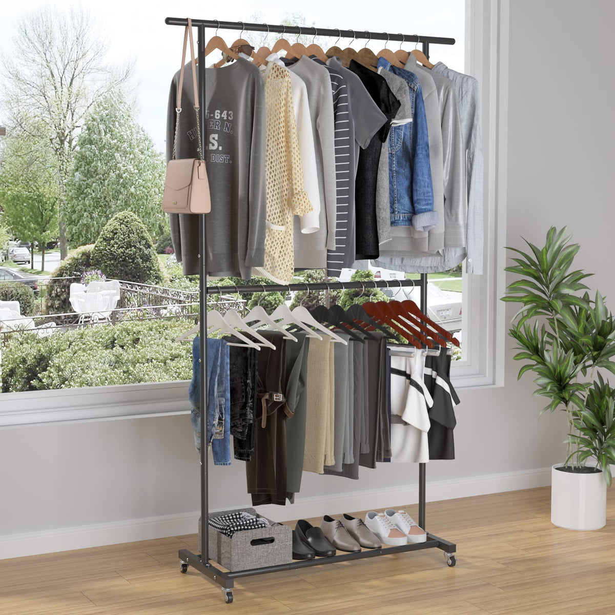 Sywhitta Double Rod Rack top drying area for coats and dresses