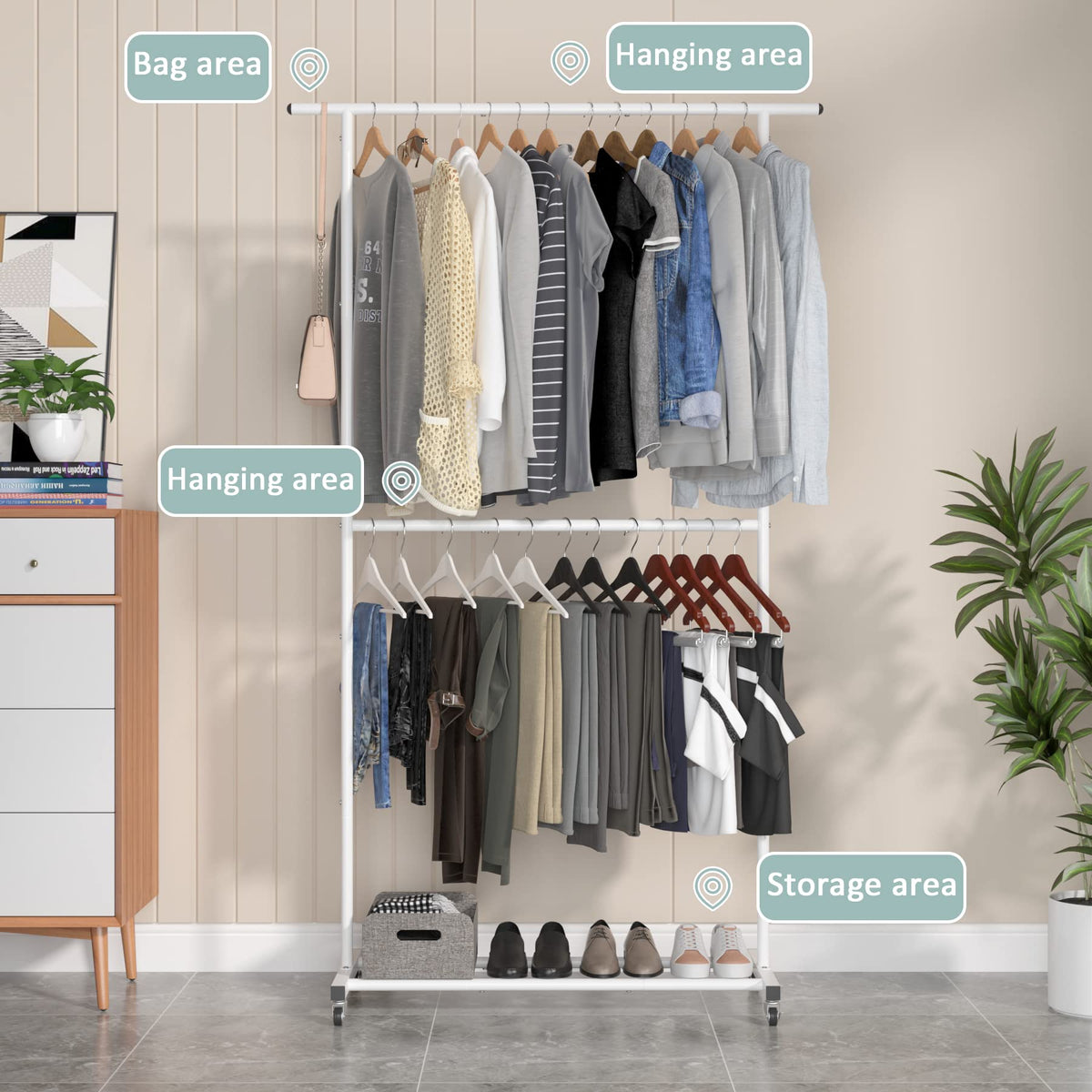 Sywhitta rack metal frame emphasizing stability and rust resistance
