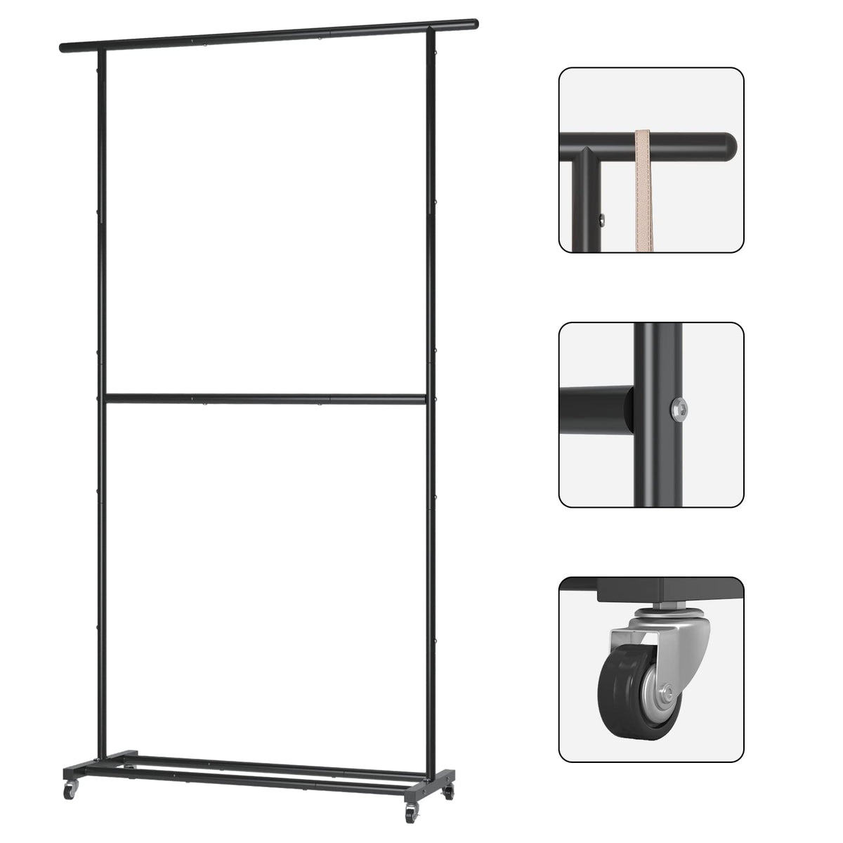 Sywhitta Double Rod Rack side view showing vertical storage