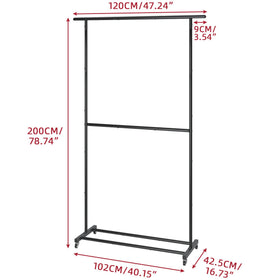 Sywhitta Double Rod Rack four 360° wheels for easy mobility