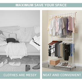 Sywhitta rack white finish brightening spaces while keeping clothing organized