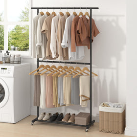Sywhitta rack includes bottom mesh for shoes or storage boxes.