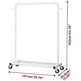 Sywhitta rolling garment rack with assembly guide image, simple setup.
