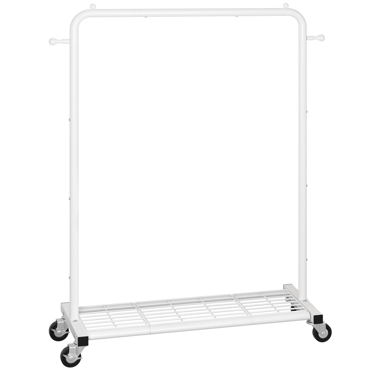 Sywhitta white clothing rack with modern design for home or office.