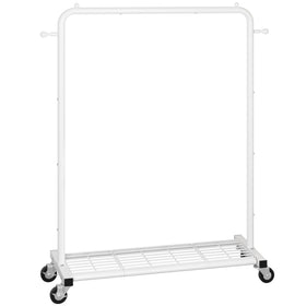 Sywhitta white clothing rack with modern design for home or office.