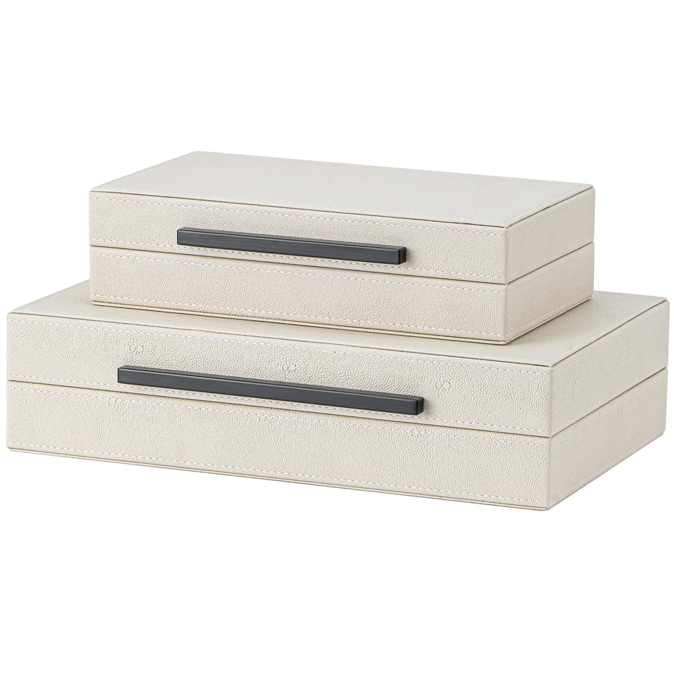 SYYSY beige shagreen box set front view for elegant storage and display