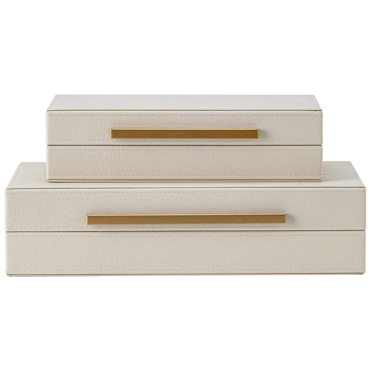 SYYSY beige shagreen decorative box with gold handle for stylish storage